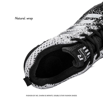 Stevvex mens sneakers with black-white mesh upper, breathable casual walking shoe on Tampa Home & Garden Store