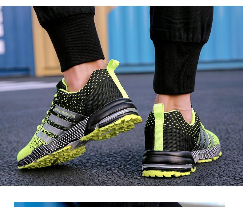 Men's sport sneakers pair breathable mesh neon lime non-slip outsole for light running on Tampa Home & Garden Store