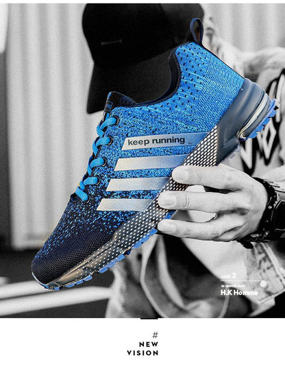Stevvex luxury sport mens sneakers blue breathable mesh casual running shoes non-slip sole on Tampa Home & Garden Store
