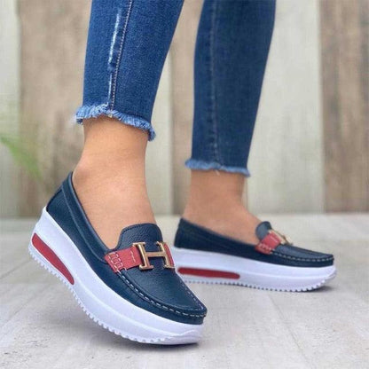Comfortable Women White Espadrilles Walking Shoes Stevvex navy upper, red strap, white sole on Tampa Home & Garden Store