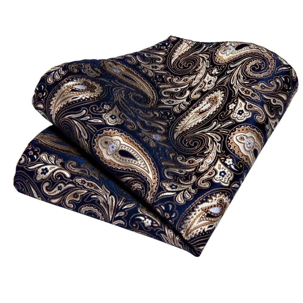 Stevvex navy paisley silk necktie and matching hanky set, classic wedding design on Tampa Home & Garden Store
