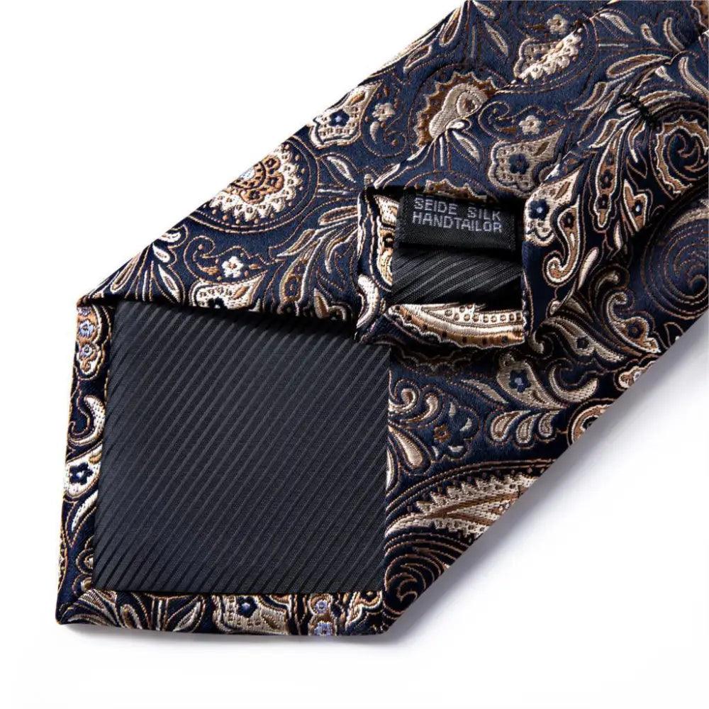 Silk necktie set navy paisley by Stevvex with matching hanky on Tampa Home & Garden Store