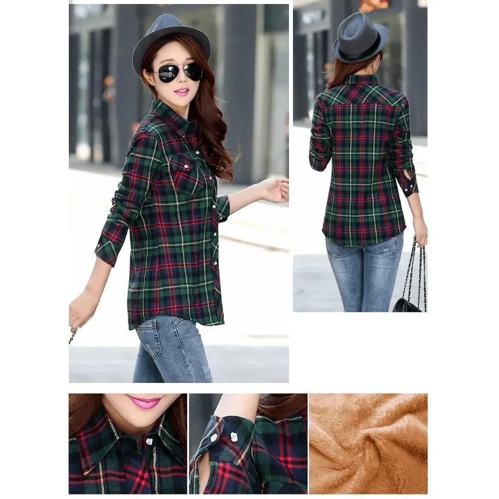 Stevvex plaid shirt-style coat with velvet lining, green-red plaid outerwear on Tampa Home & Garden Store