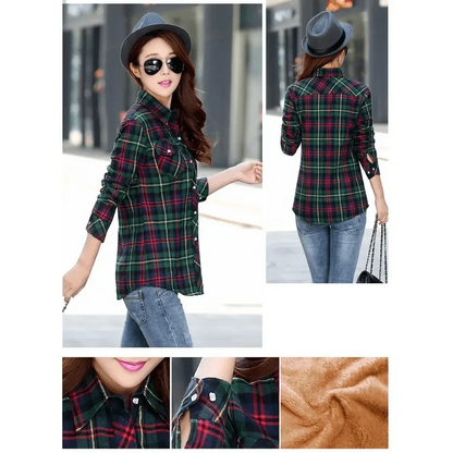 Stevvex plaid shirt-style coat with velvet lining, green-red plaid outerwear on Tampa Home & Garden Store