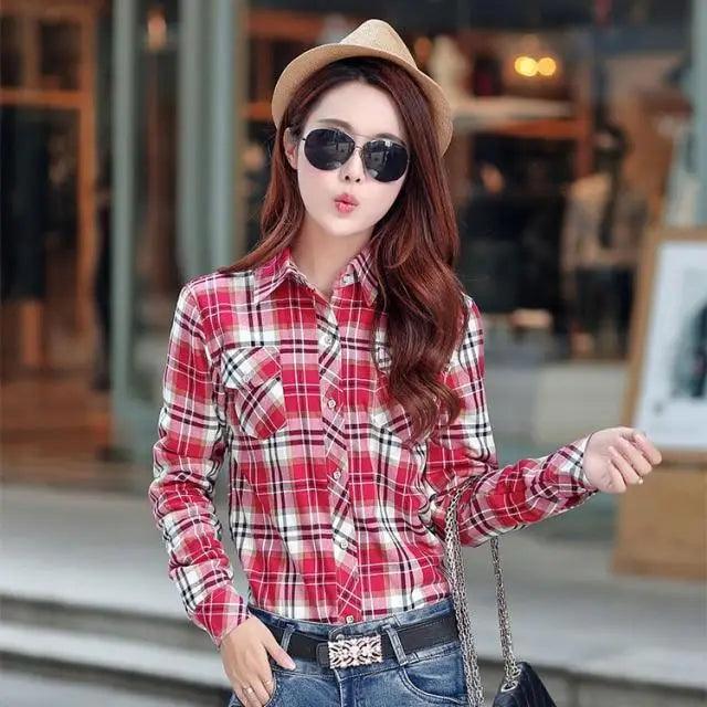 Stevvex velvet-thick plaid shirt-style coat jacket for women in red plaid outerwear on Tampa Home & Garden Store