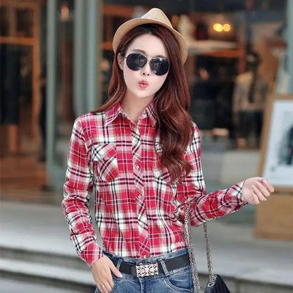 Stevvex velvet-thick plaid shirt-style coat jacket for women in red plaid outerwear on Tampa Home & Garden Store