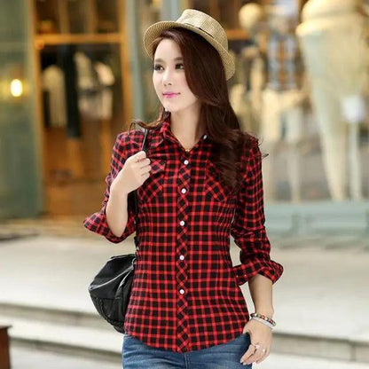 Stevvex red plaid shirt-style coat for women, casual outerwear with thick velvet warmth on Tampa Home & Garden Store