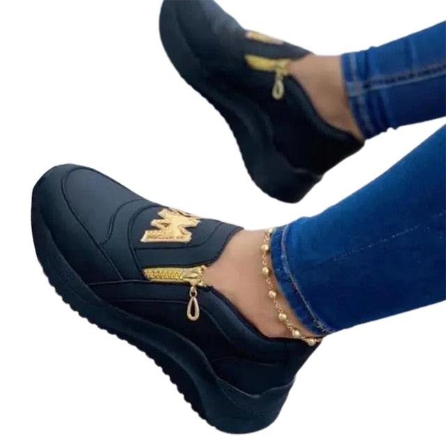 Women's Blue Platform Slip On Shoes With A Zipper