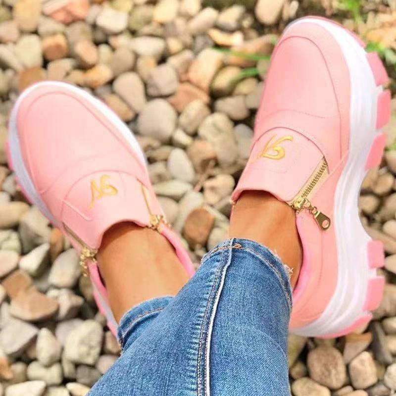 Women's Blue Platform Slip On Shoes With A Zipper