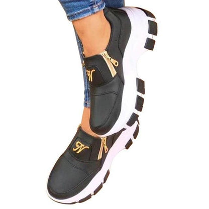 Women's Blue Platform Slip On Shoes With A Zipper