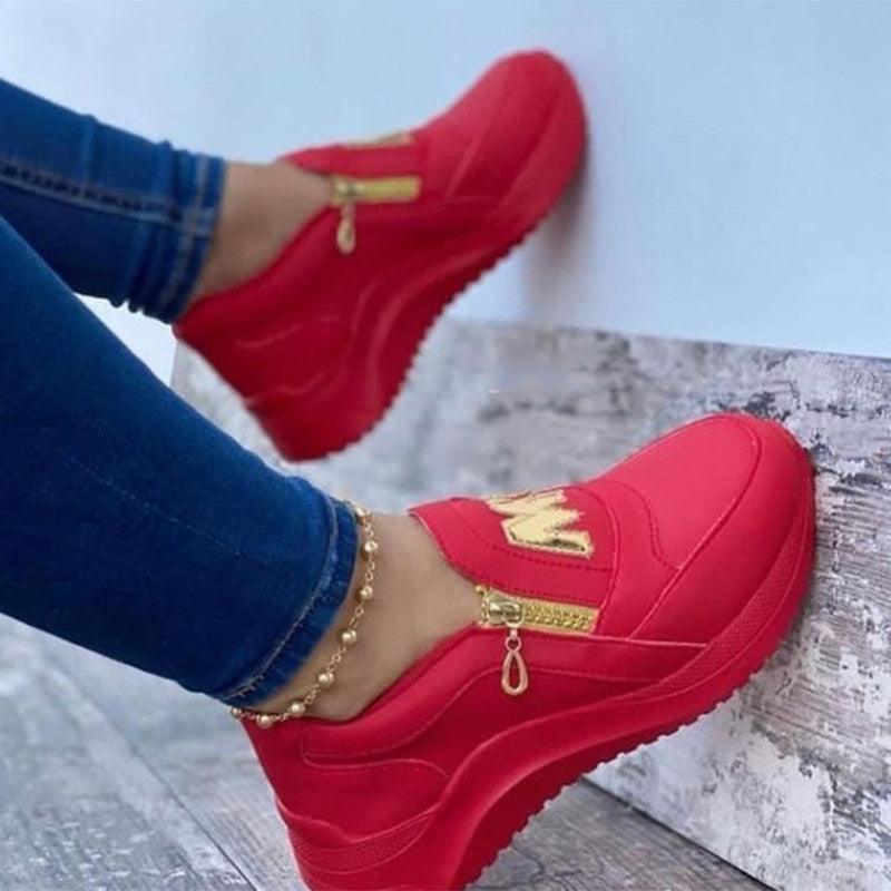Women's Blue Platform Slip On Shoes With A Zipper