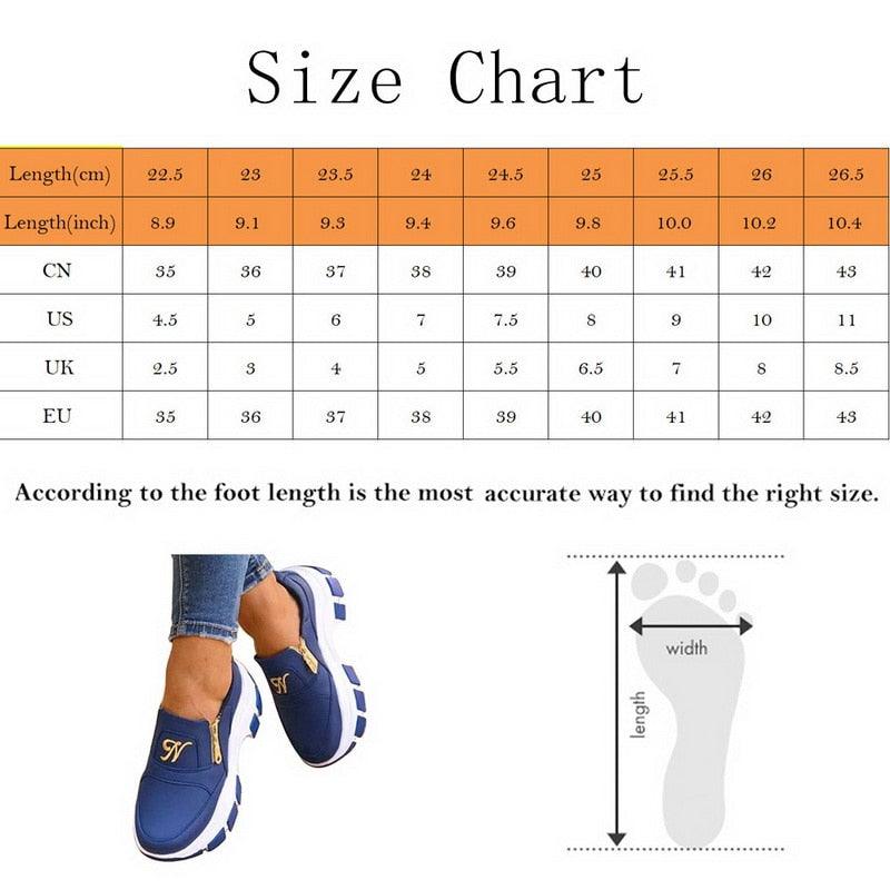 Women's Blue Platform Slip On Shoes With A Zipper