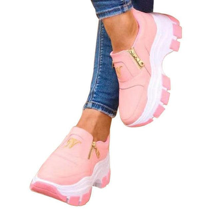 Women's Blue Platform Slip On Shoes With A Zipper