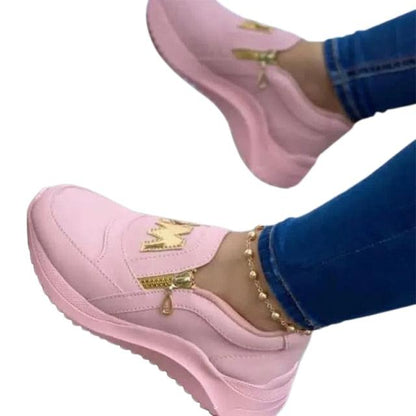 Women's Blue Platform Slip On Shoes With A Zipper