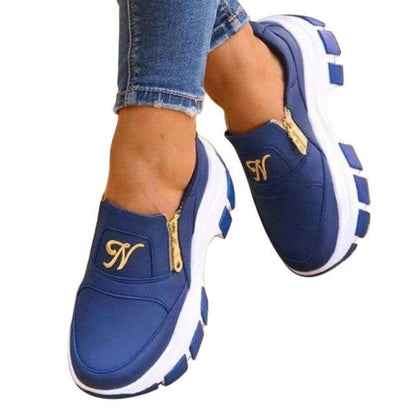 Women's Blue Platform Slip On Shoes With A Zipper