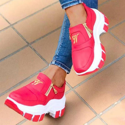 Women's Blue Platform Slip On Shoes With A Zipper