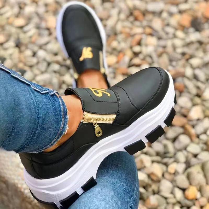 Women's Blue Platform Slip On Shoes With A Zipper