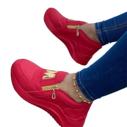 Women's Blue Platform Slip On Shoes With A Zipper