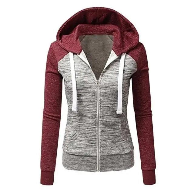 Women Zip Up Hoodie And Color Block Sweatshirt