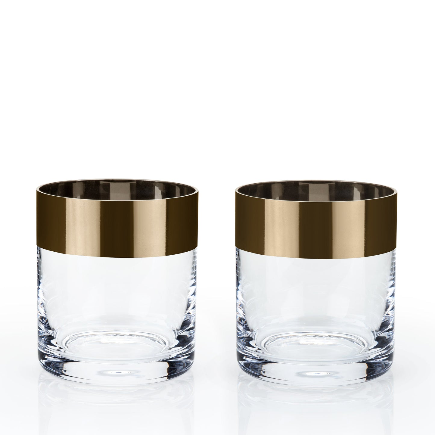 Irving Bronze Rimmed Crystal Tumblers Set of 2