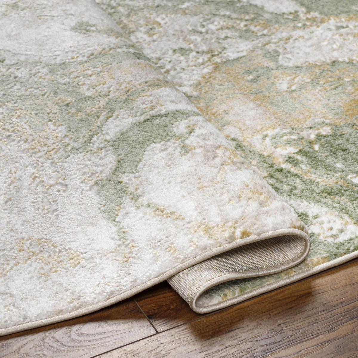 Lively Marble Green Area Rug; green beige ivory marbled pile with rolled edge by Boutique Rugs on Tampa Home & Garden Store
