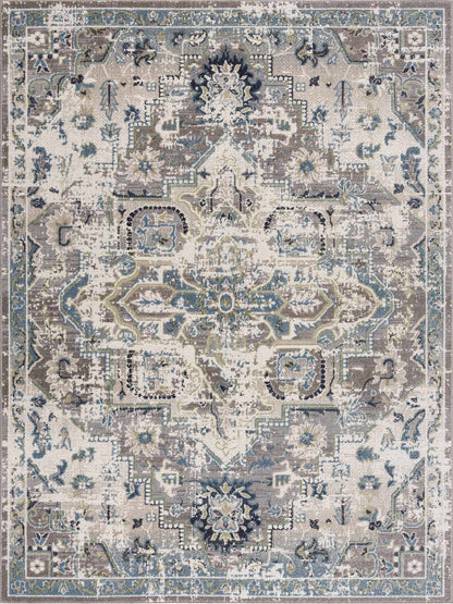 Cabacungan Gray & Blue Washable Area Rug Boutique Rugs with gray blue beige tones on Tampa Home & Garden Store