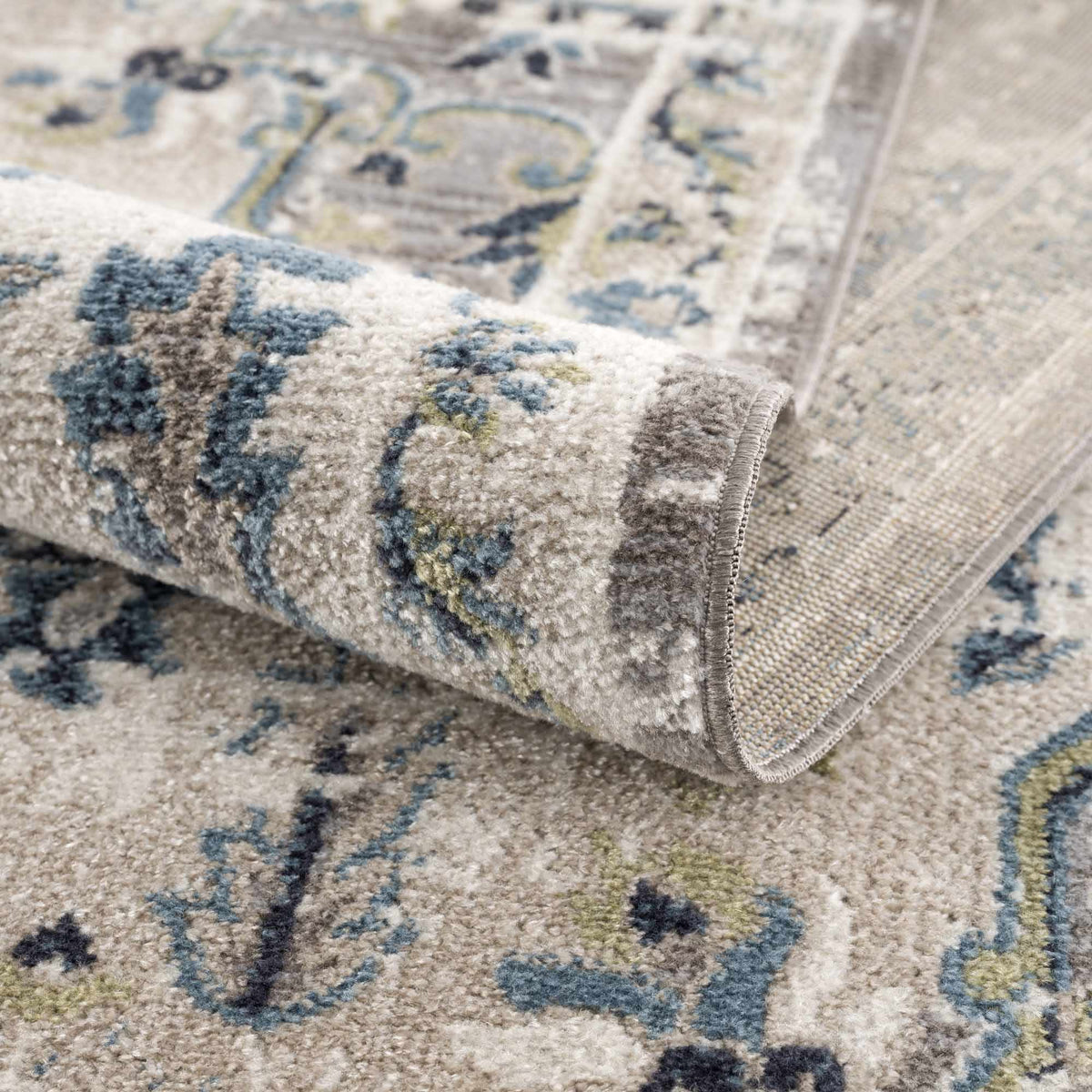 Cabacungan gray and blue washable area rug Boutique Rugs soft textured pile on Tampa Home & Garden Store