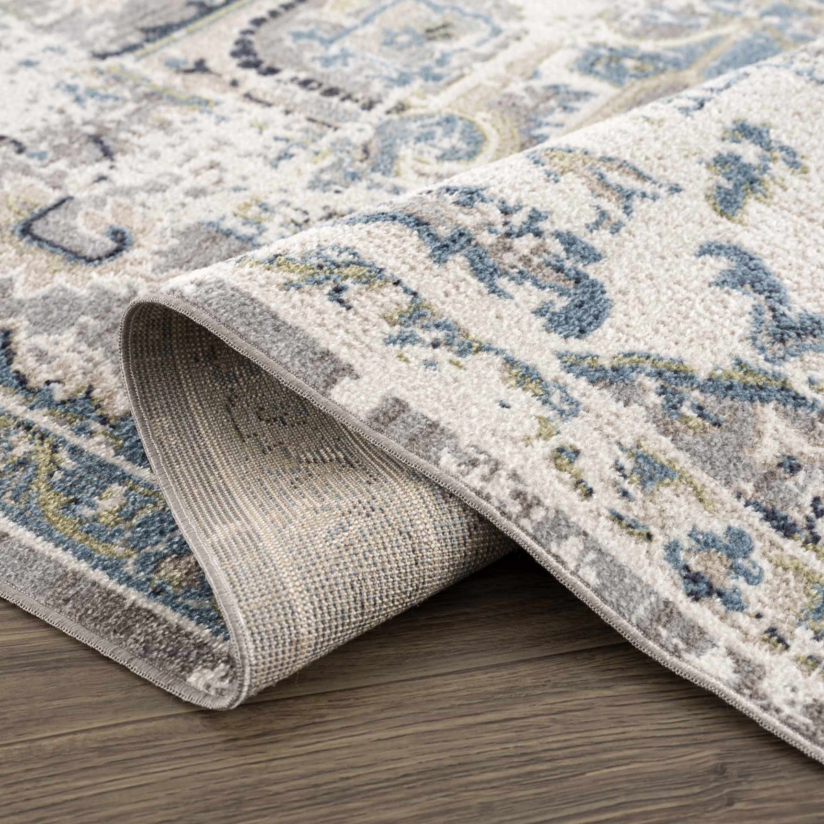 Cabacungan Gray & Blue Washable Area Rug from Boutique Rugs with gray blue abstract motif on Tampa Home & Garden Store