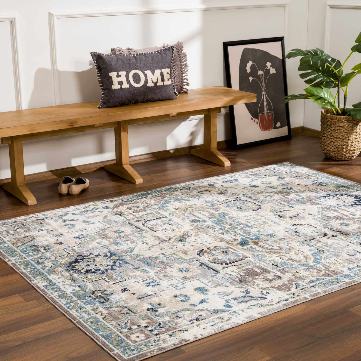 Cabacungan Gray & Blue washable area rug on Tampa Home & Garden Store