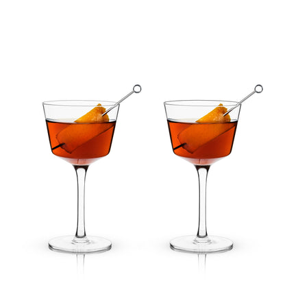 Raye Angled Crystal Nick and Nora Cocktail Glass
