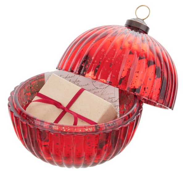 Boîte à bijoux décorative en verre facetté avec porte-cartes de table - Rouge