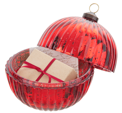 Boîte à bijoux décorative en verre facetté avec porte-cartes de table - Rouge
