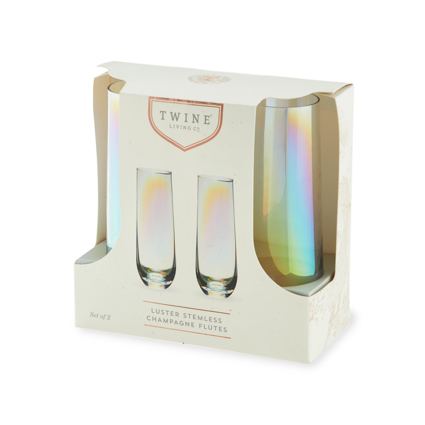 Set of 2 Iridescent Stemless Champagne Flutes
