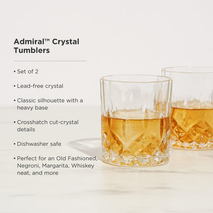 Admiral Heavy Crystal Whiskey Rocks Set of Two