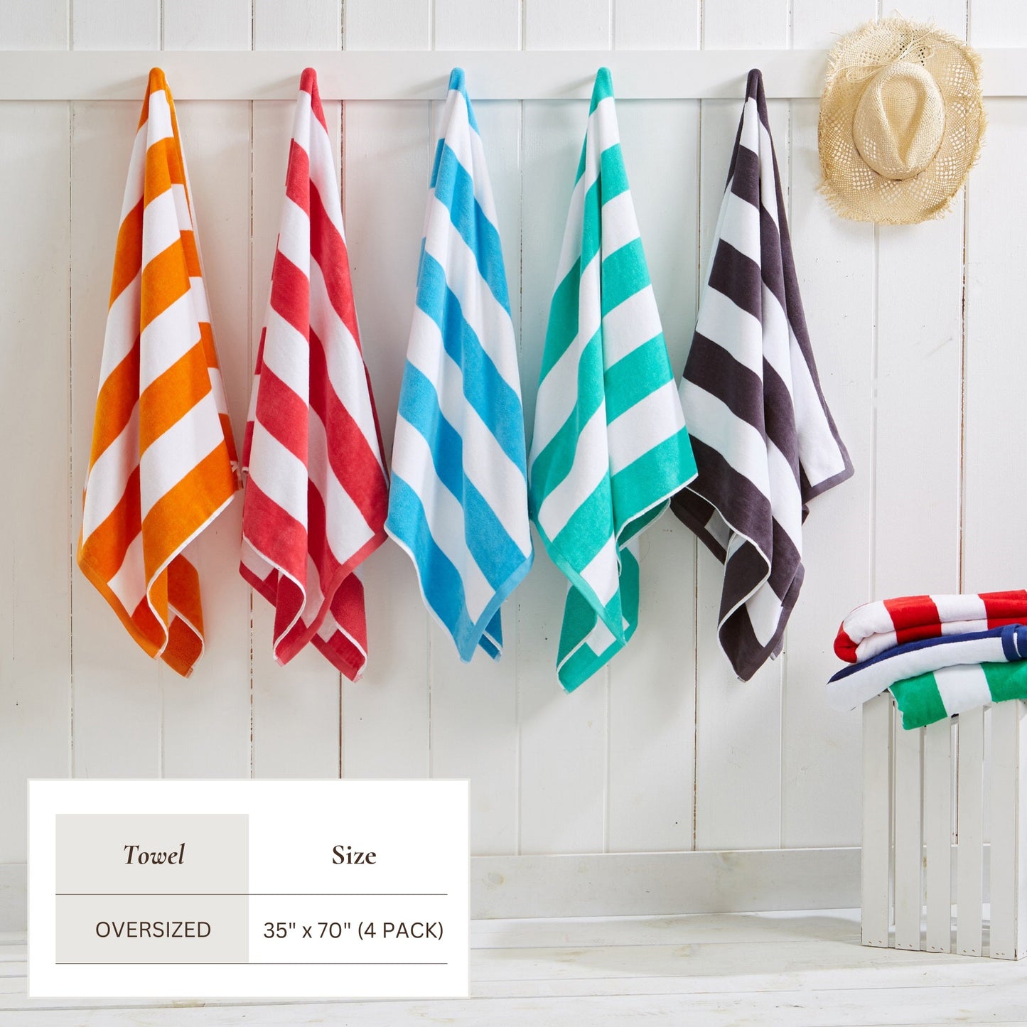 Cotton And Velour Cabana Stripe Beach Towel
