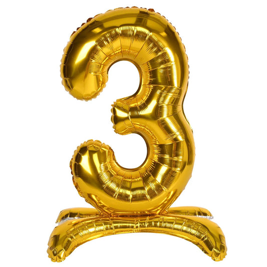 Self standing 26 inch number 3 balloon, metallic gold foil, The Country Christmas Loft on Tampa Home & Garden Store