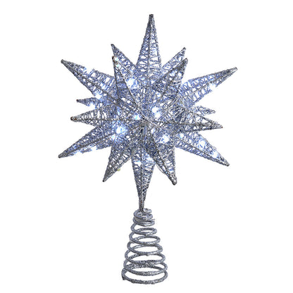 Twinkling LED Starburst Treetopper by The Country Christmas Loft; glitter starburst with LEDs on Tampa Home & Garden Store