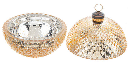 Boîte à bijoux en verre facetté avec porte-cartes de table - Or