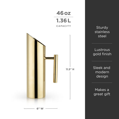Modern Stainless Steel Pitcher With a Gold Tone