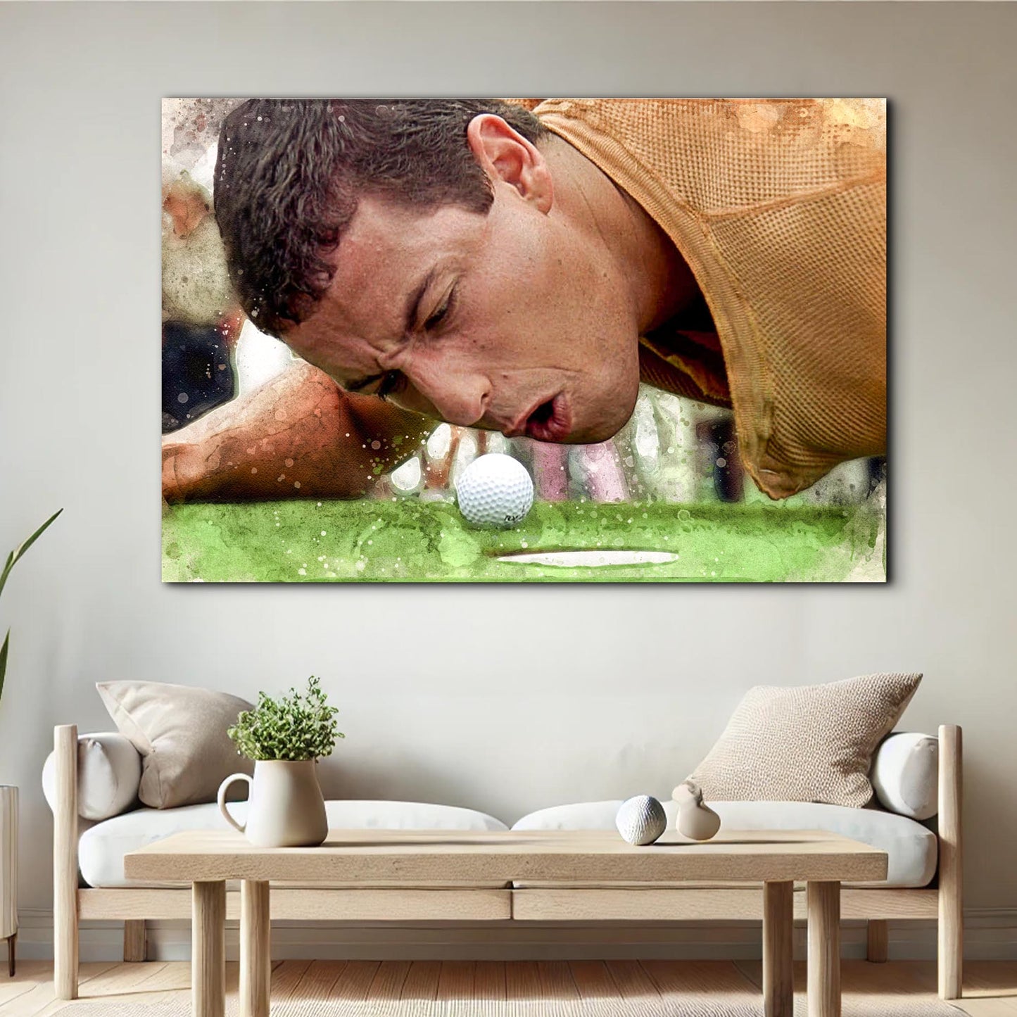 Close Call Sport Wall Art canvas by Tailored Canvases; golfer on green with ball on Tampa Home & Garden Store