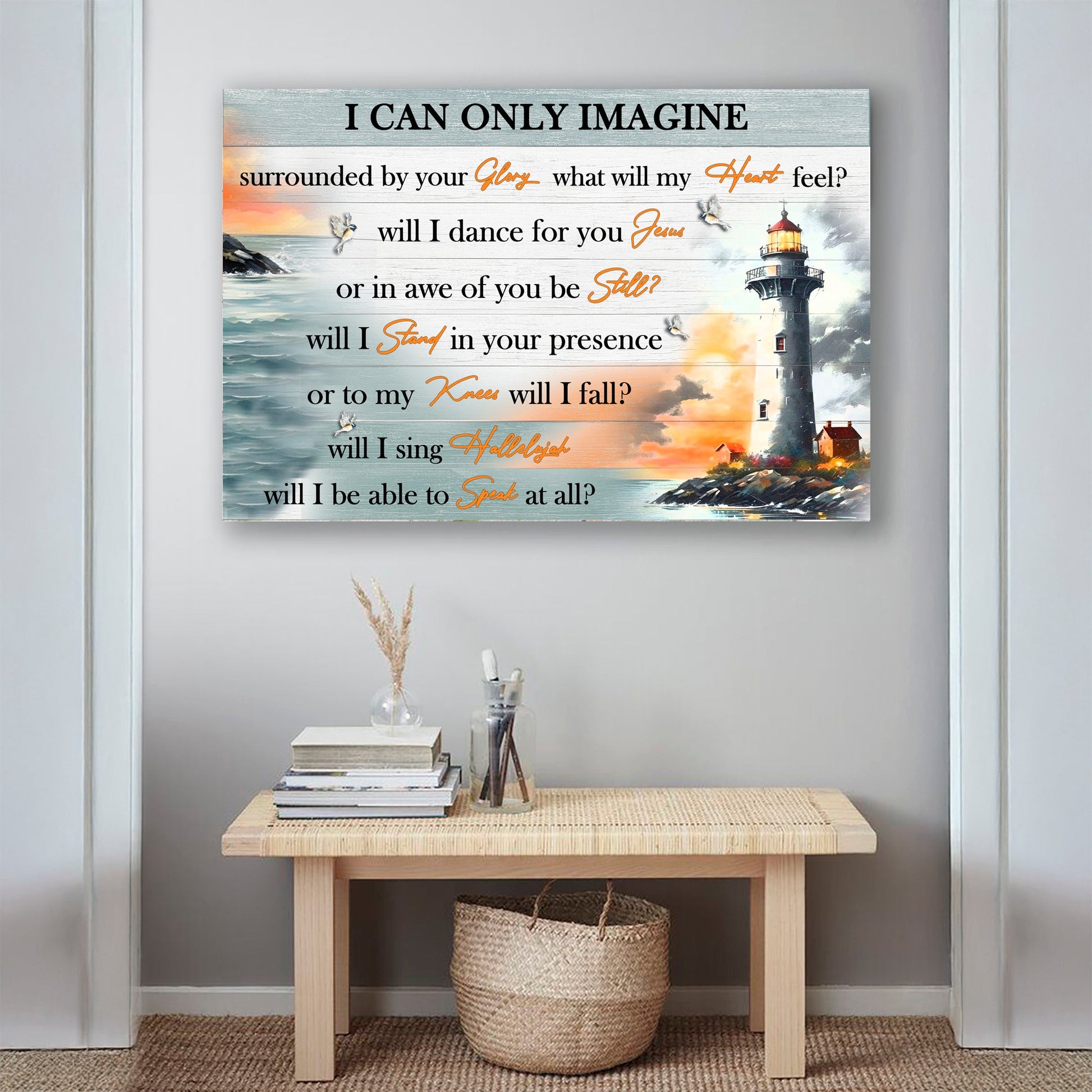 I Can Only Imagine Faith Sign III canvas by Tailored Canvases with lighthouse scene on Tampa Home & Garden Store