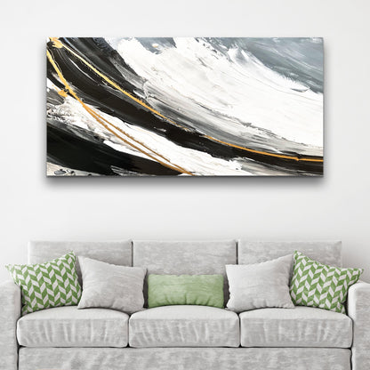 Modern Abstract Shadows canvas wall art by Tailored Canvases in black white gray with gold accents on Tampa Home & Garden Store