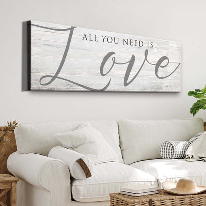 All You Need Is Love Sign IV canvas wall art on distressed white wood panel by Tailored Canvases on Tampa Home & Garden Store