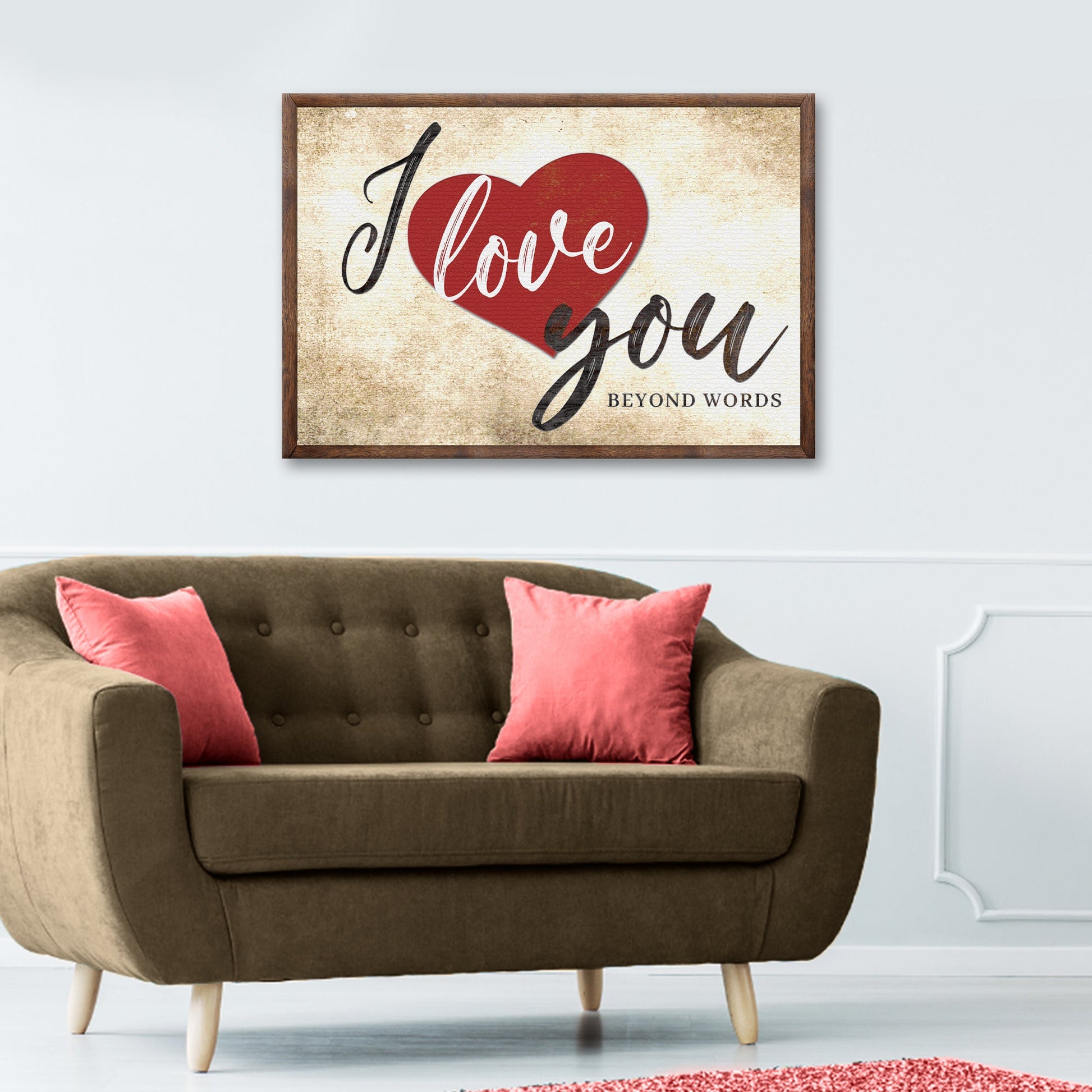 Valentine Beyond Words Sign canvas with red heart, I love you on Tampa Home & Garden Store