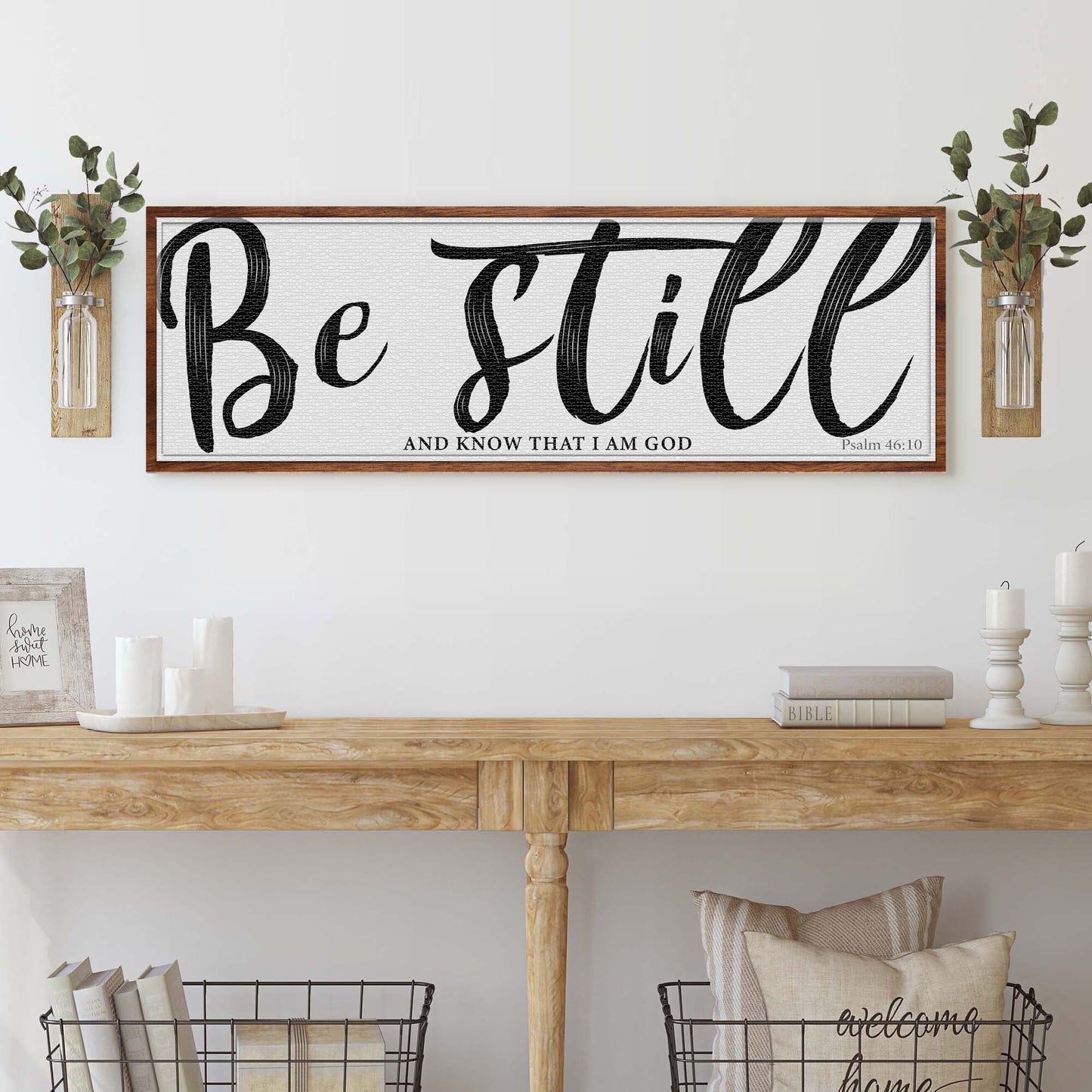 Be Still And Know That I Am God Psalm 46:10 canvas sign with wood frame by Tailored Canvases on Tampa Home & Garden Store