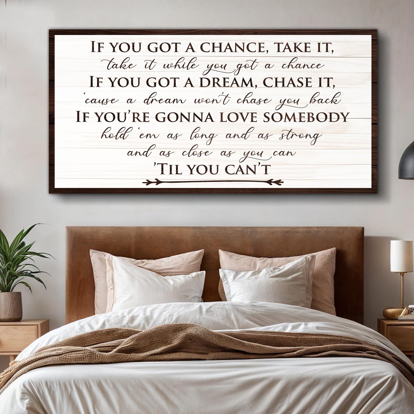 If You Got A Dream Bedroom Sign II canvas with white planks and dark script Tailored Canvases on Tampa Home & Garden Store