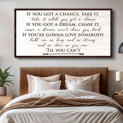 If You Got A Dream Bedroom Sign II canvas with white planks and dark script Tailored Canvases on Tampa Home & Garden Store