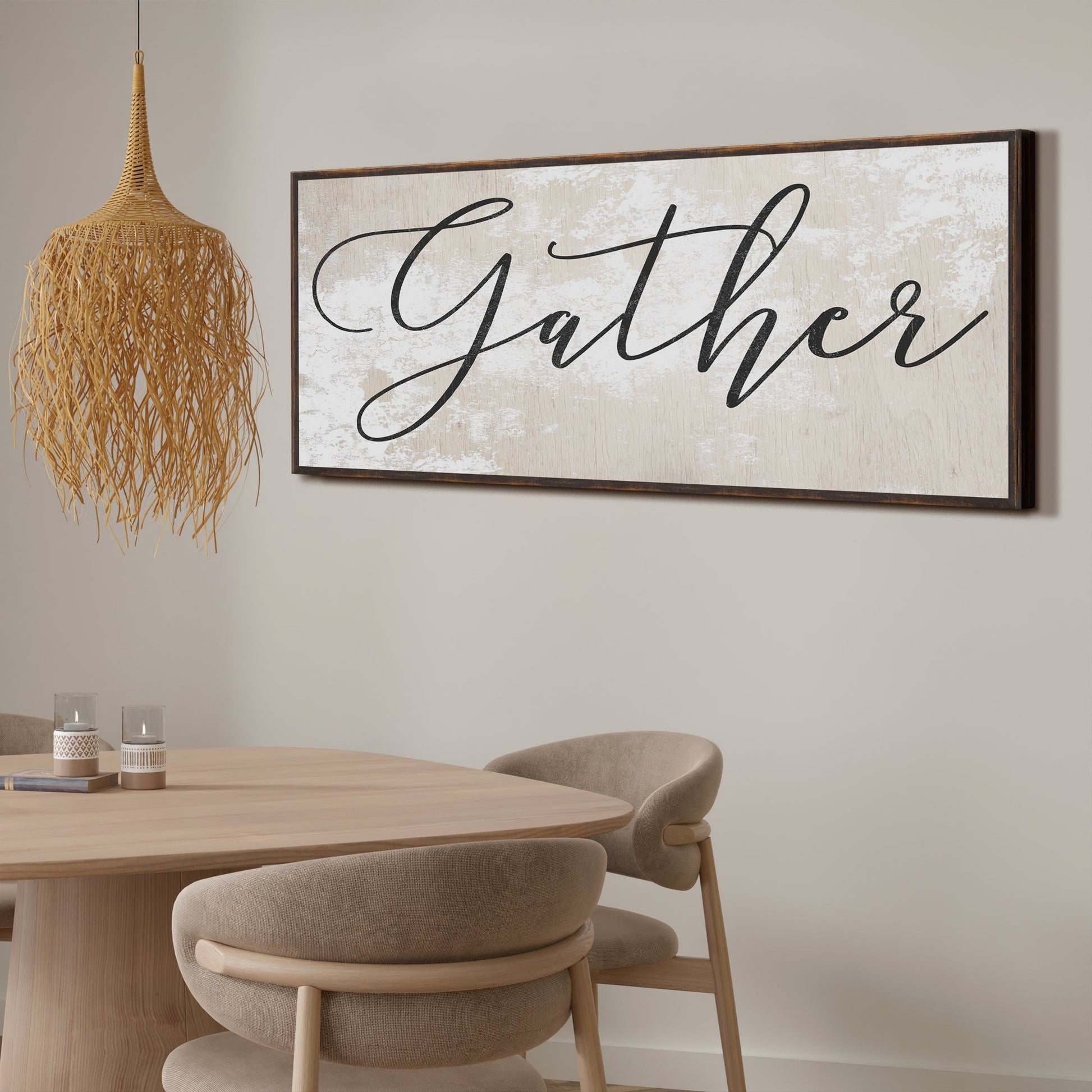 Gather Sign XII crafting canvas wall art in white with black script Tailored Canvases on Tampa Home & Garden Store