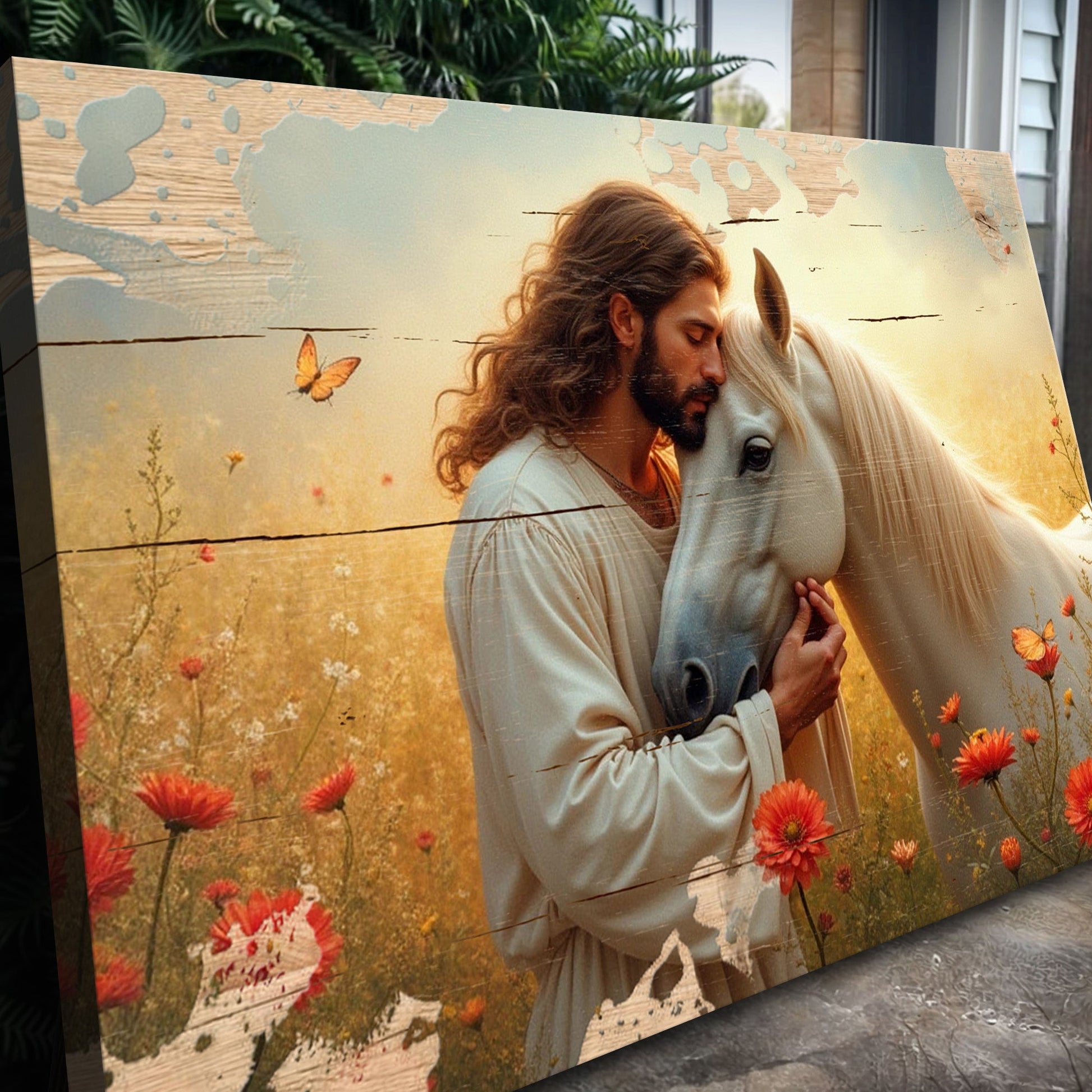 Jesus and Horse Faith Wall Art II canvas by Tailored Canvases, rustic crafting canvas scene on Tampa Home & Garden Store