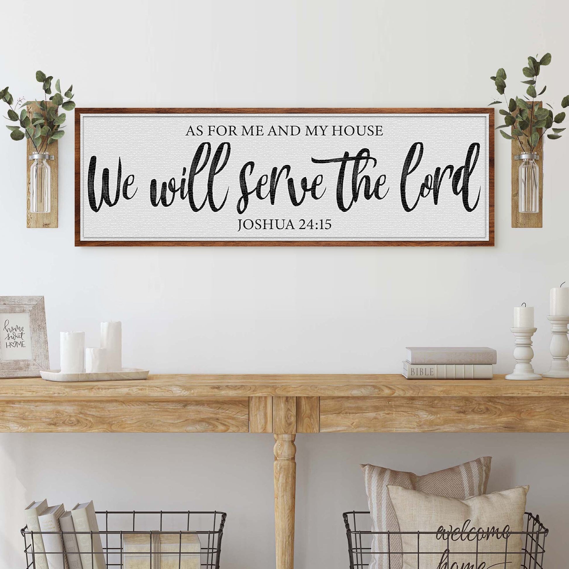 Canvas sign Tailored Canvases white textured canvas with black script in wood frame on Tampa Home & Garden Store